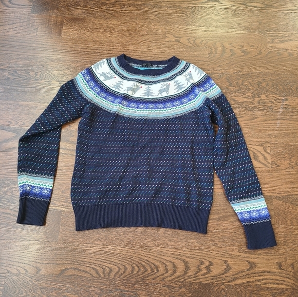 Talbots Navy Blue Fair Isle Sweater Women's Size S - Picture 1 of 9